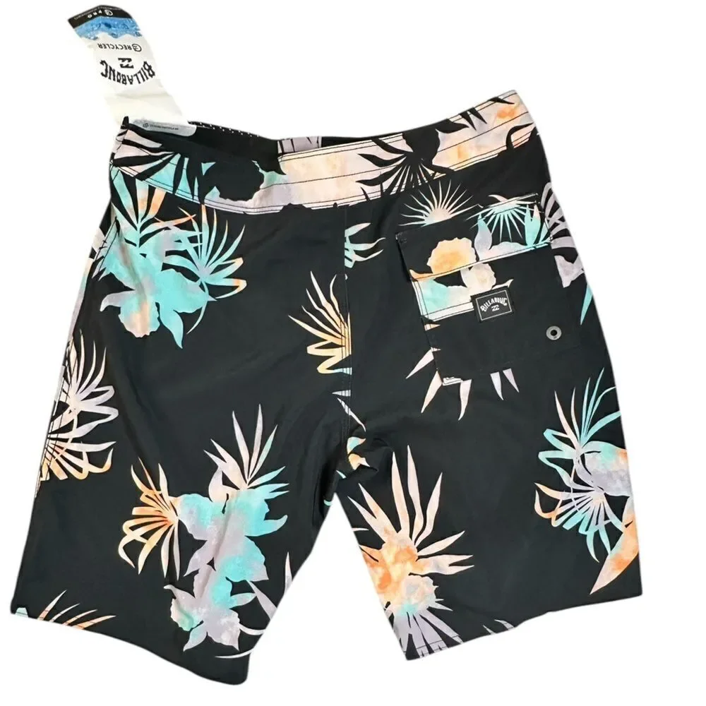 NWT Billabong Youth Boys Recycler Sunday Board Shorts Black Floral - Size 26